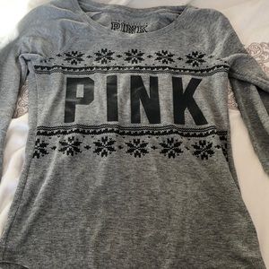 Grey Longsleeve pijama top from pink